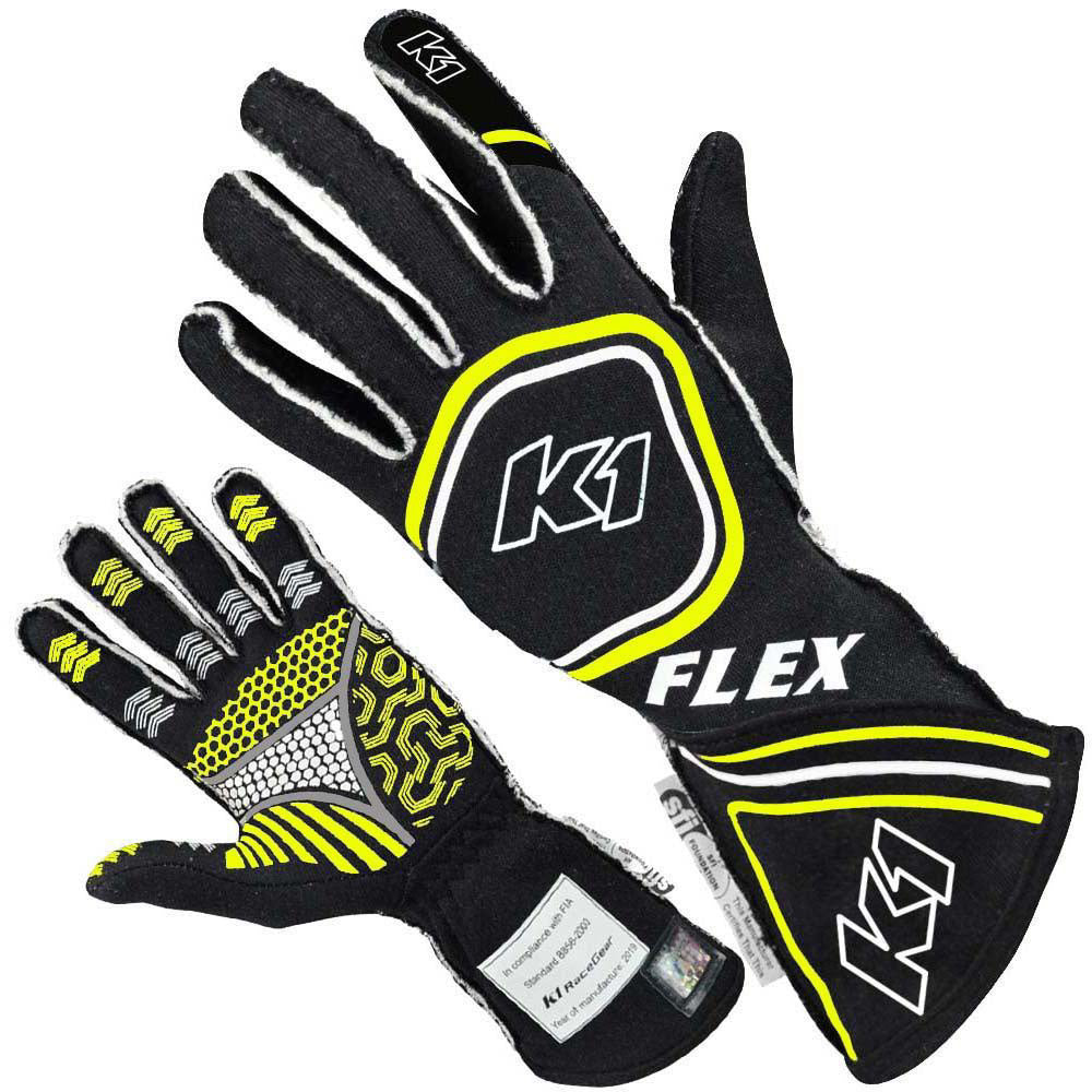 Glove Flex Large Black / Flo Yellow SFI 3.3/5 - 23FLXNFYL