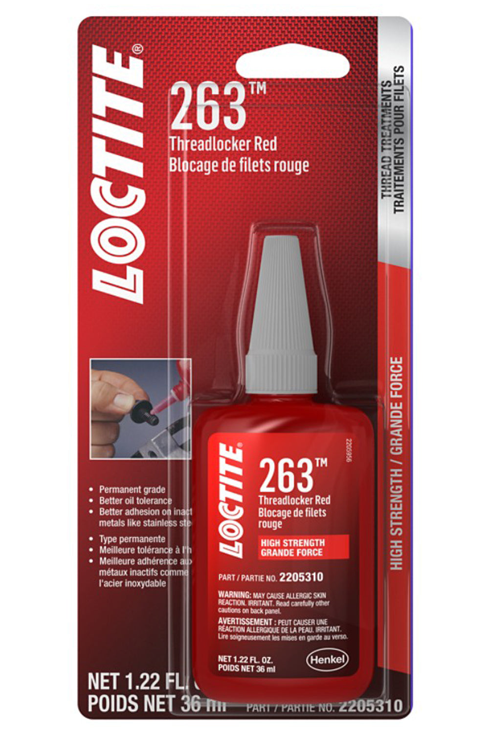 Loctite 263 Threadlocker Red Su rface Insensitive 36ml - 2205310