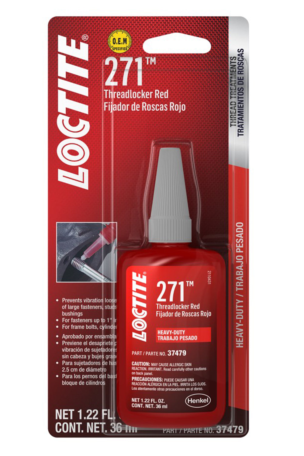 Loctite Threadlocker 271 HD Red 36ml/1.22oz - 492142
