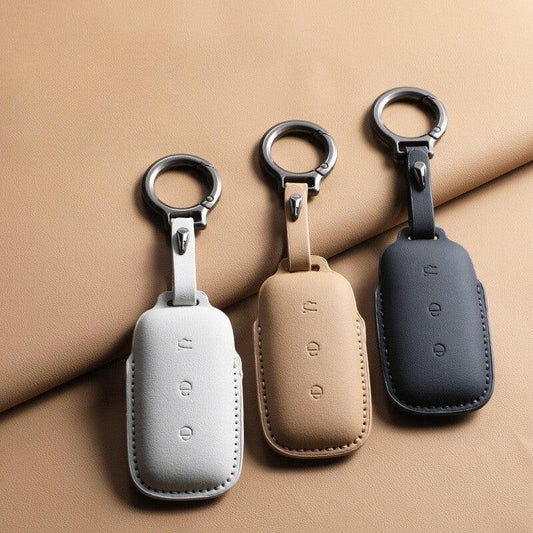 EVSTITAN Leather Car Key Case Cover Fob Shell for Geely EX5/ E5 / Starray EM-i