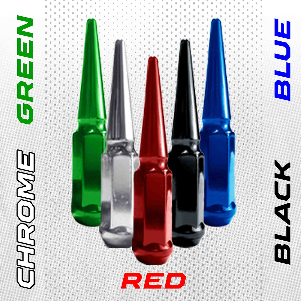 50 Caliber Racing 10x1.25mm Extended Spike Lug Nuts - 60 Degree Taper Seat