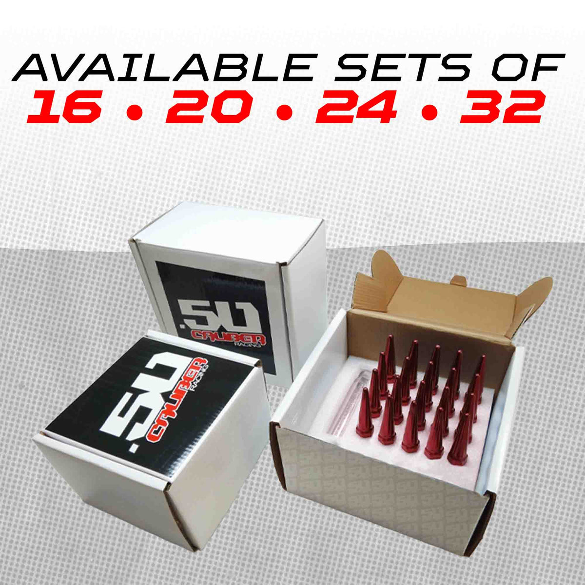 50 Caliber Racing 12x1.25mm Extended Spike Lug Nuts - 60 Degree Taper Seat