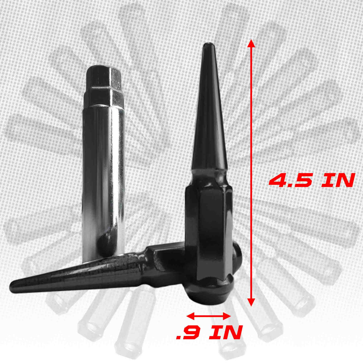 50 Caliber Racing 14x1.5mm Extended Spike Lug Nuts - 60 Degree Taper Seat