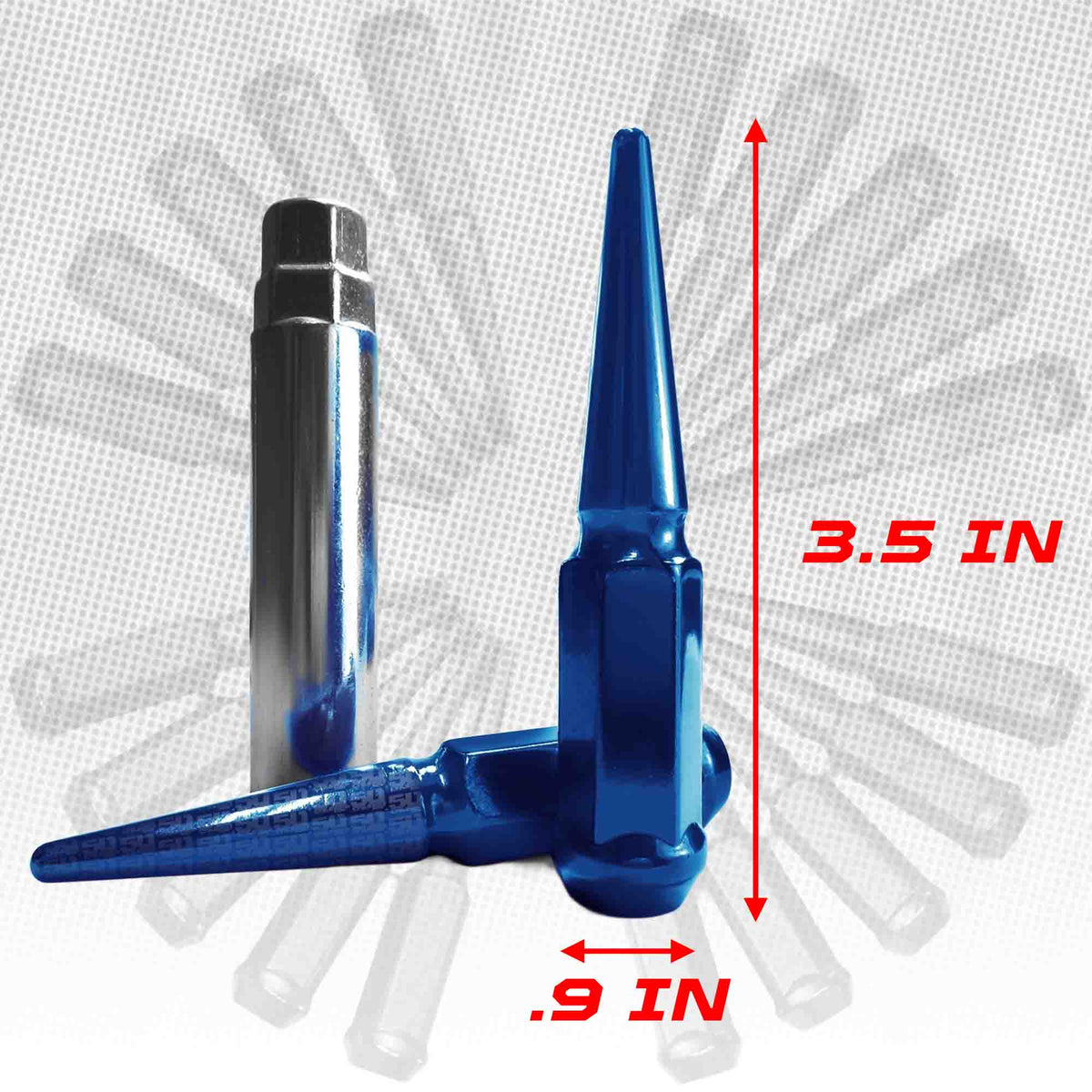 50 Caliber Racing 1/2 Inch Extended Spike Lug Nuts - 60 Degree Taper Seat