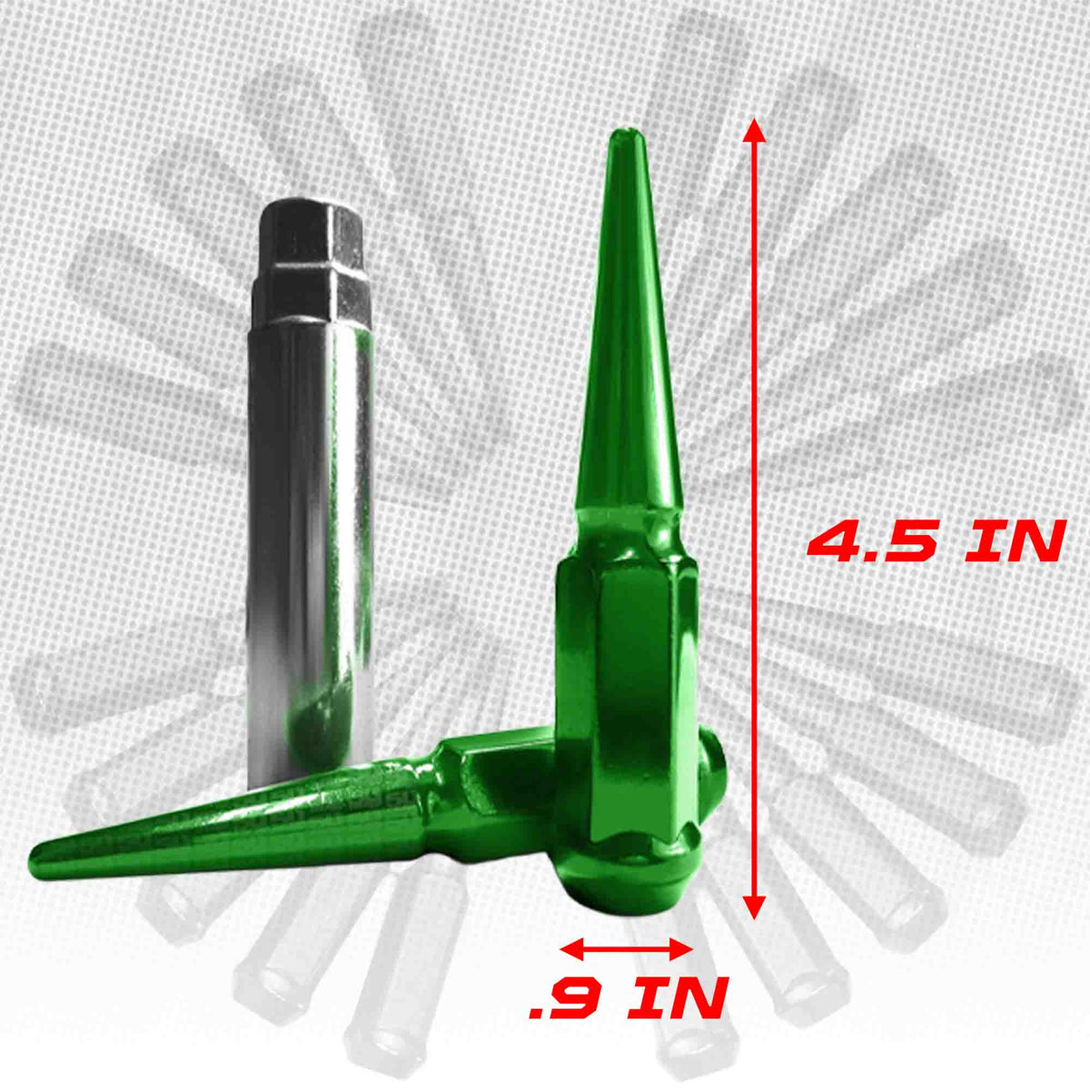 50 Caliber Racing 14x1.5mm Extended Spike Lug Nuts - 60 Degree Taper Seat