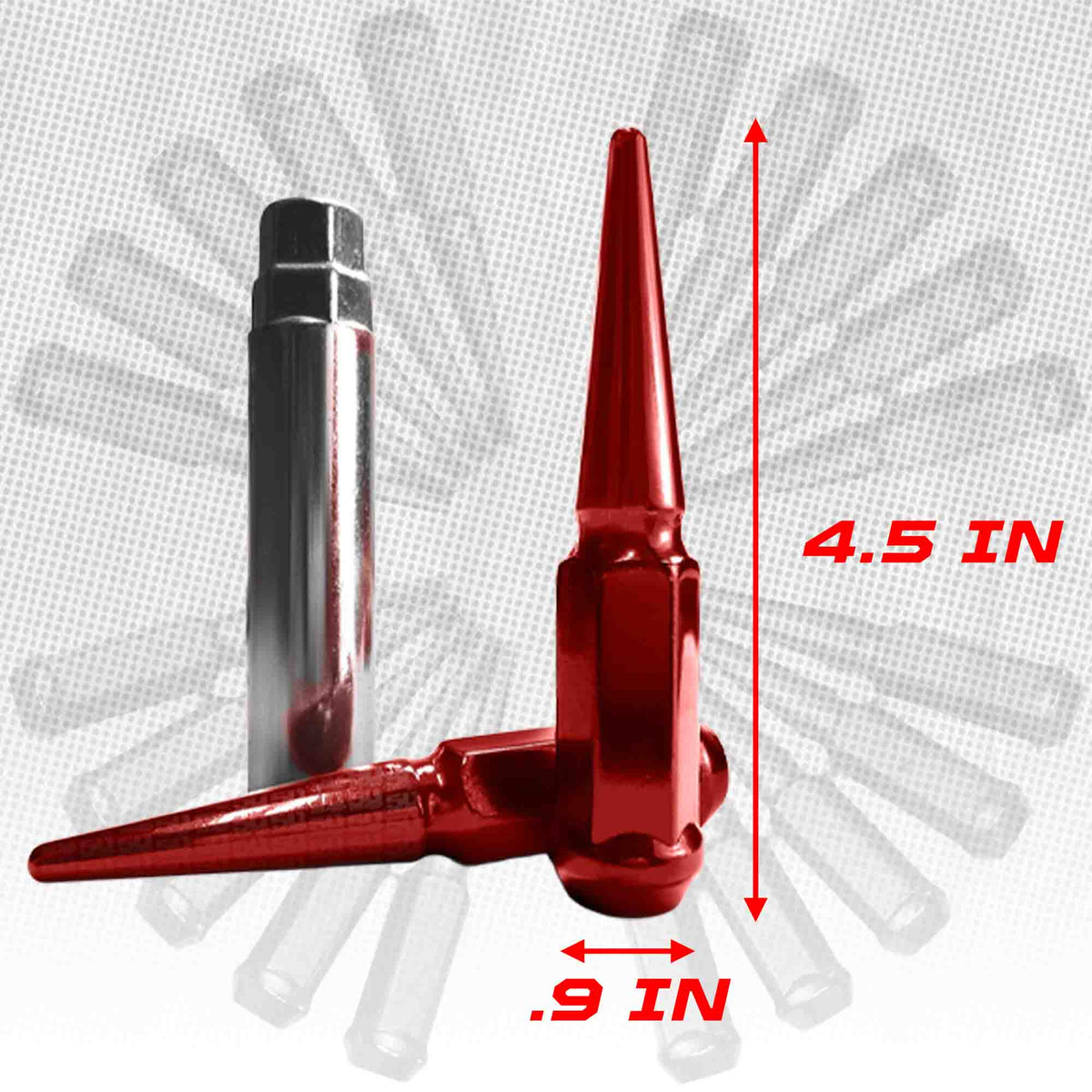 50 Caliber Racing 14x1.5mm Extended Spike Lug Nuts - 60 Degree Taper Seat