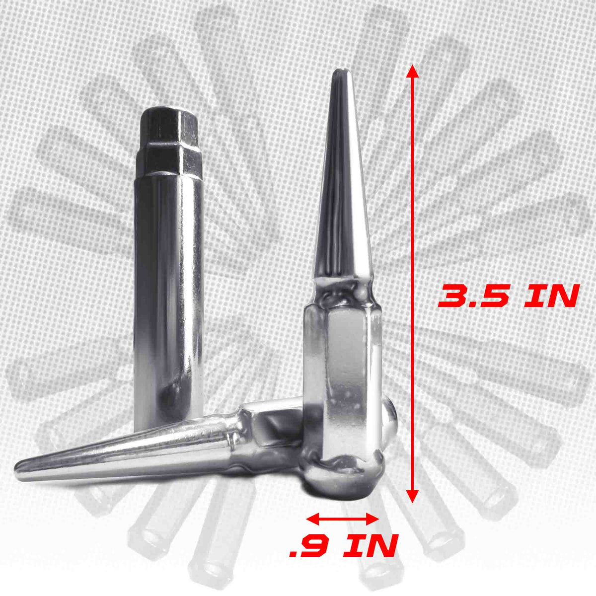50 Caliber Racing 10x1.25mm Extended Spike Lug Nuts - 60 Degree Taper Seat