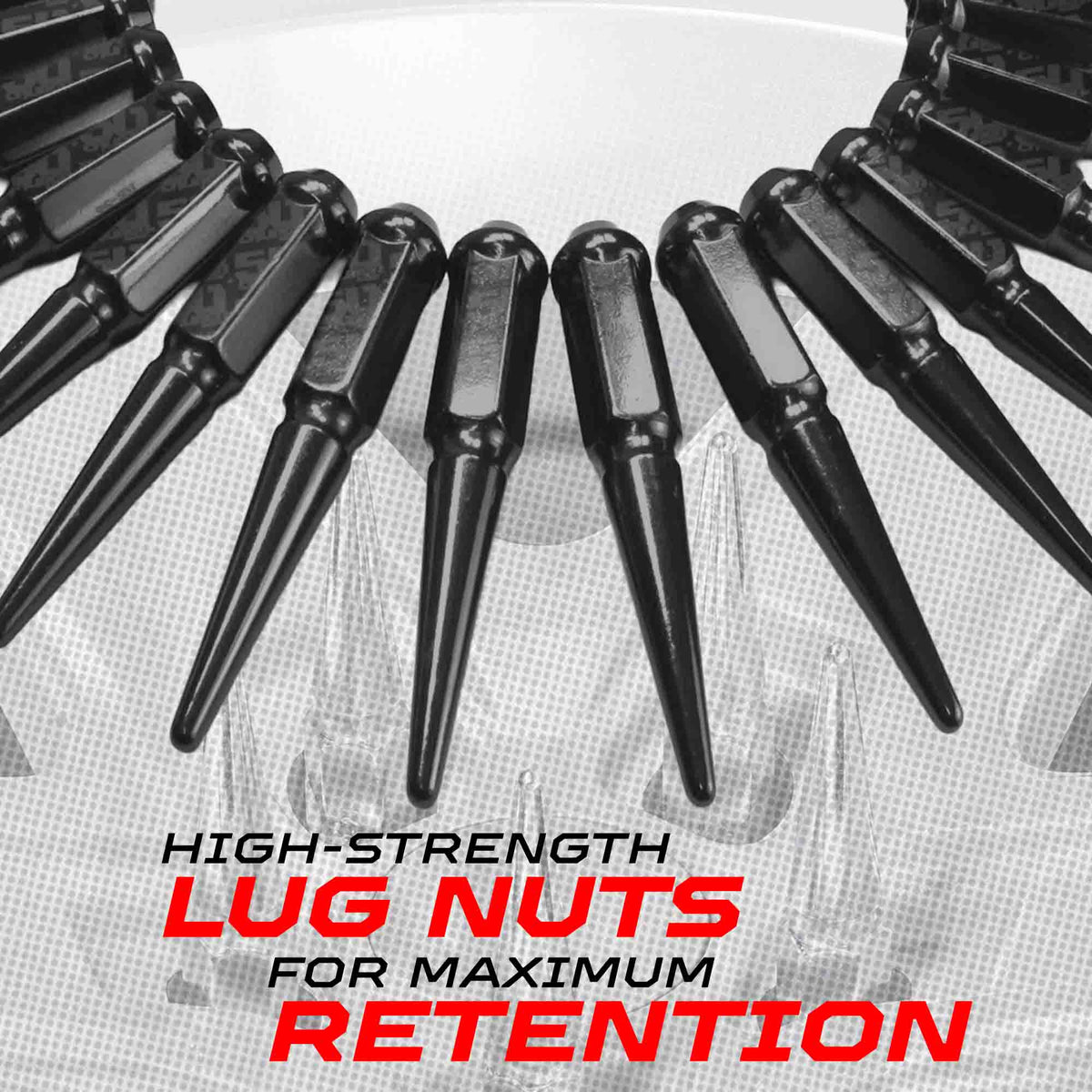 50 Caliber Racing 14x1.5mm Extended Spike Lug Nuts - 60 Degree Taper Seat