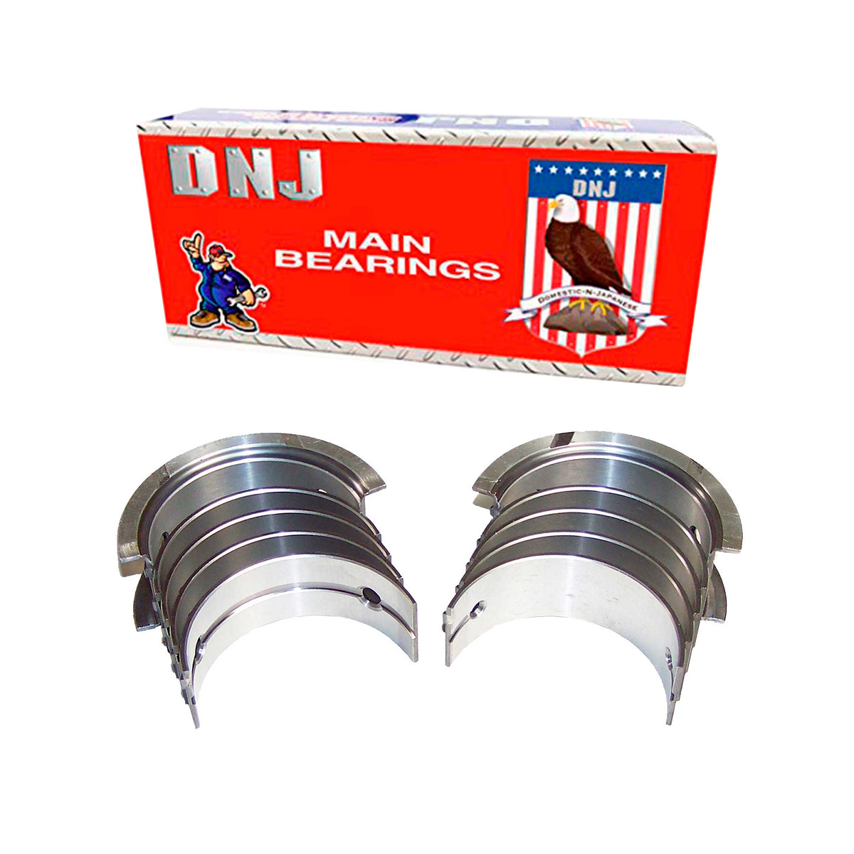 DNJ Crankshaft Main Bearing Set 1981-1989 Chrysler, Dodge, Mazda, Mitsubishi, Plymouth 2.6L (Oversizes Available)