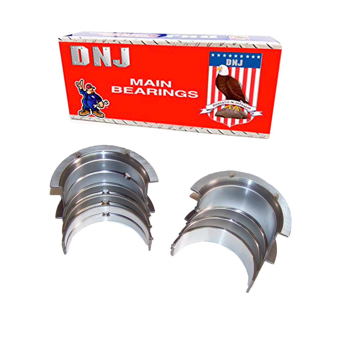 DNJ Crankshaft Main Bearing Set 1980-2014 Chevrolet, GMC, Isuzu, Oldsmobile, Pontiac 3.8L-4.3L (Oversizes Available)