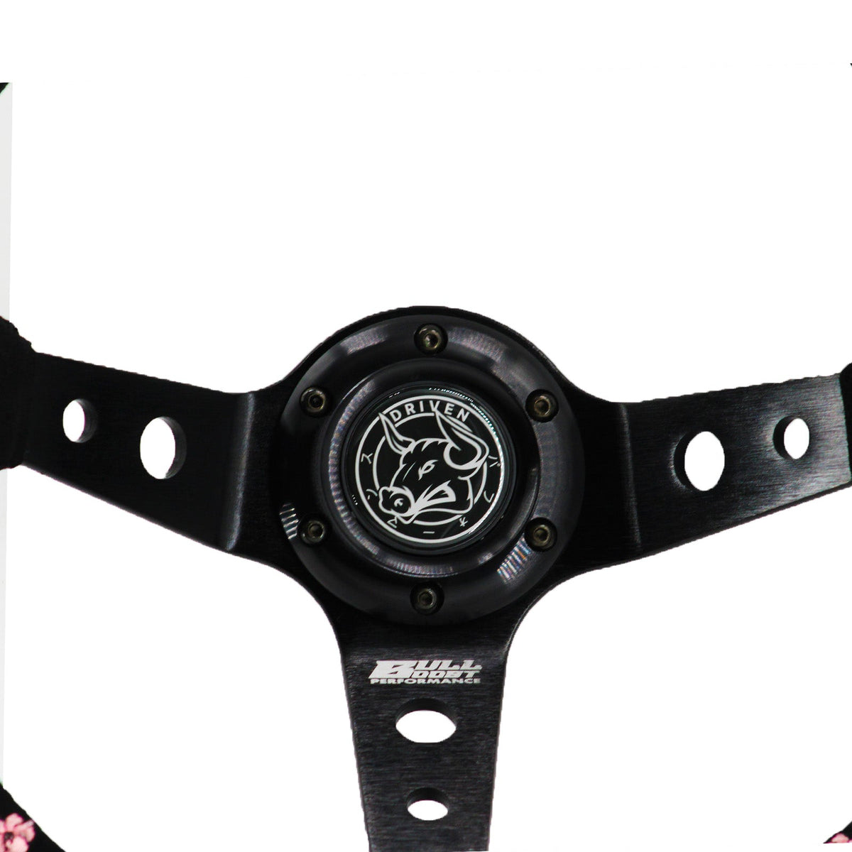 Bull Boost Blessed Universal 350mm 3" Deep Dish 6-Bolt Steering Wheel Red Suede Alcantara