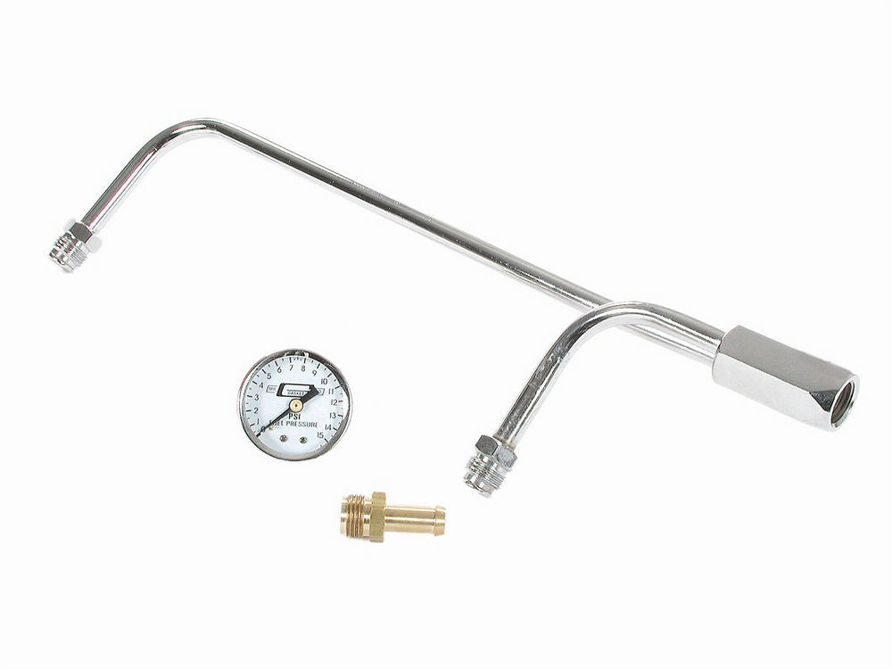 Mr. Gasket Gas Line Chrm with/Pressure Gauge - 1558