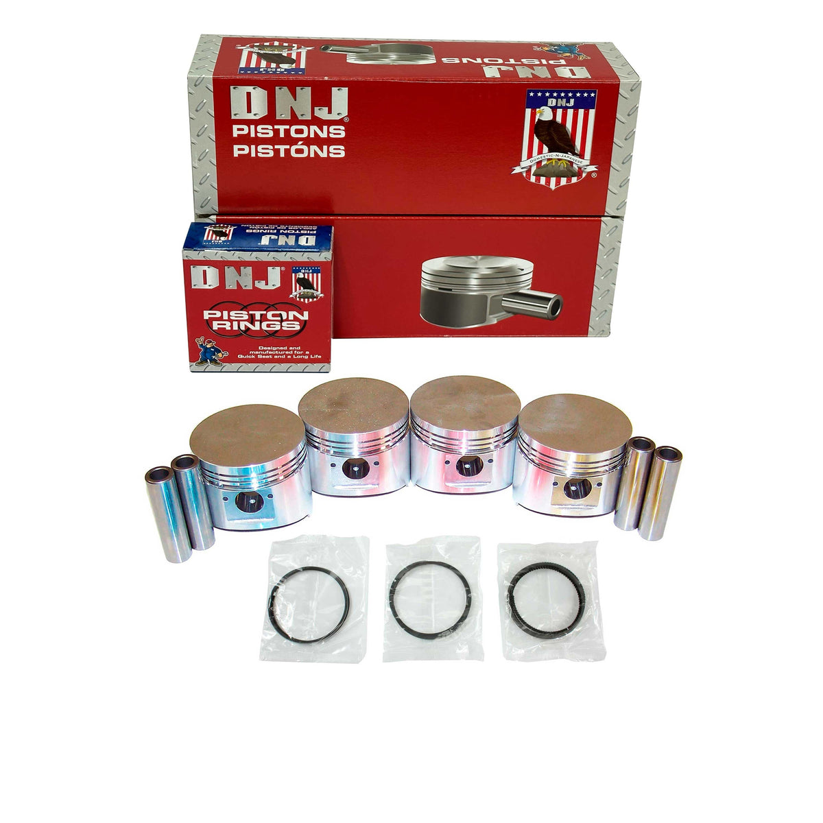 DNJ Piston and Ring Set 1984-1989 Chrysler, Dodge, Mazda, Mitsubishi, Plymouth 2.6L
