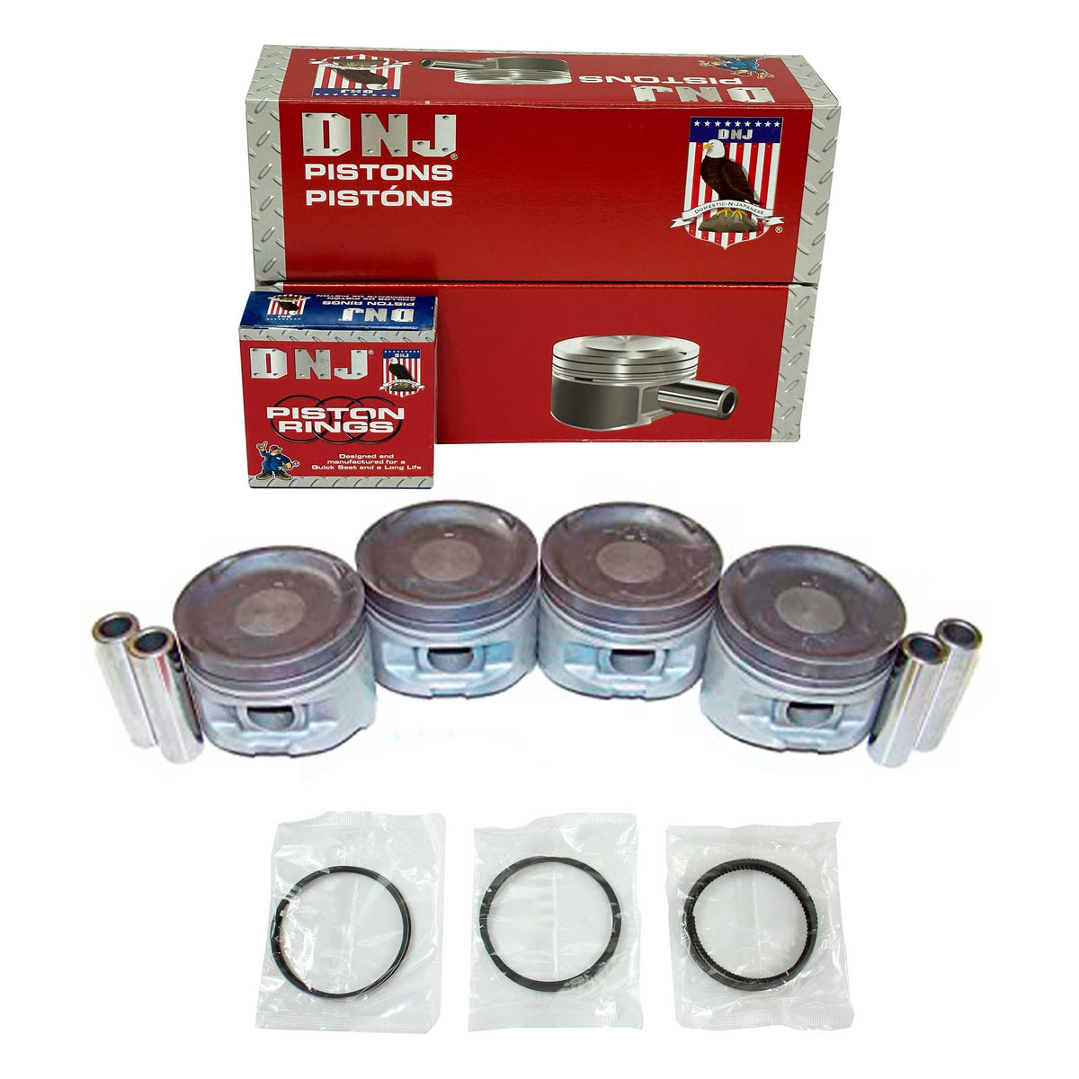 DNJ Piston and Ring Set 1990-1992 Eagle, Mitsubishi, Plymouth 2.0L
