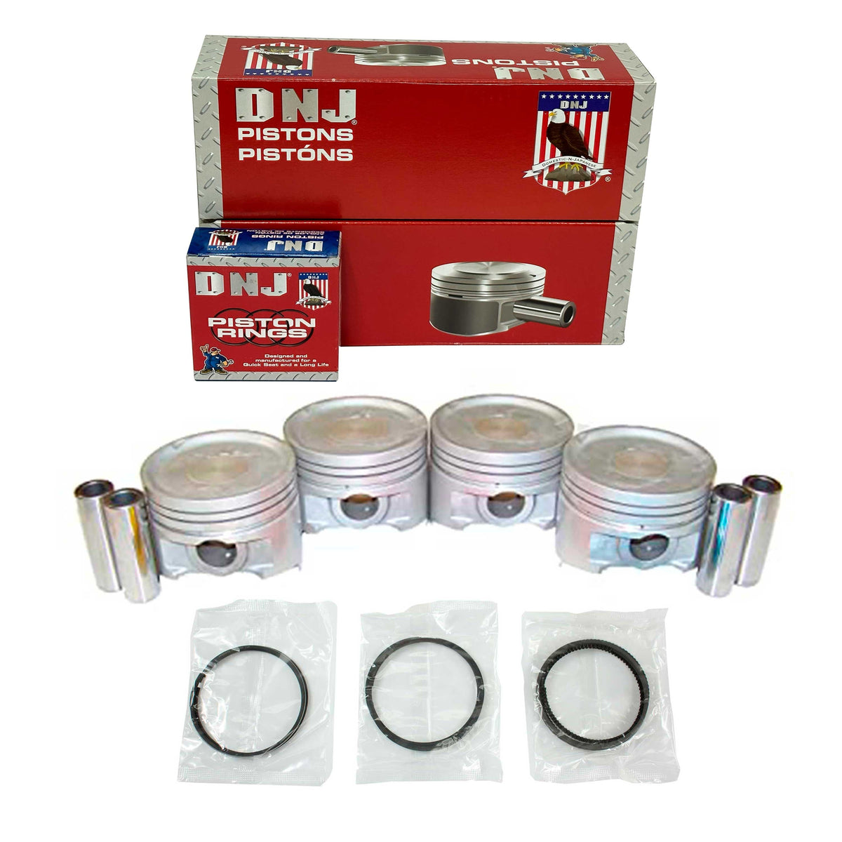 DNJ Piston and Ring Set 1993-1999 Eagle, Mitsubishi, Plymouth 2.4L