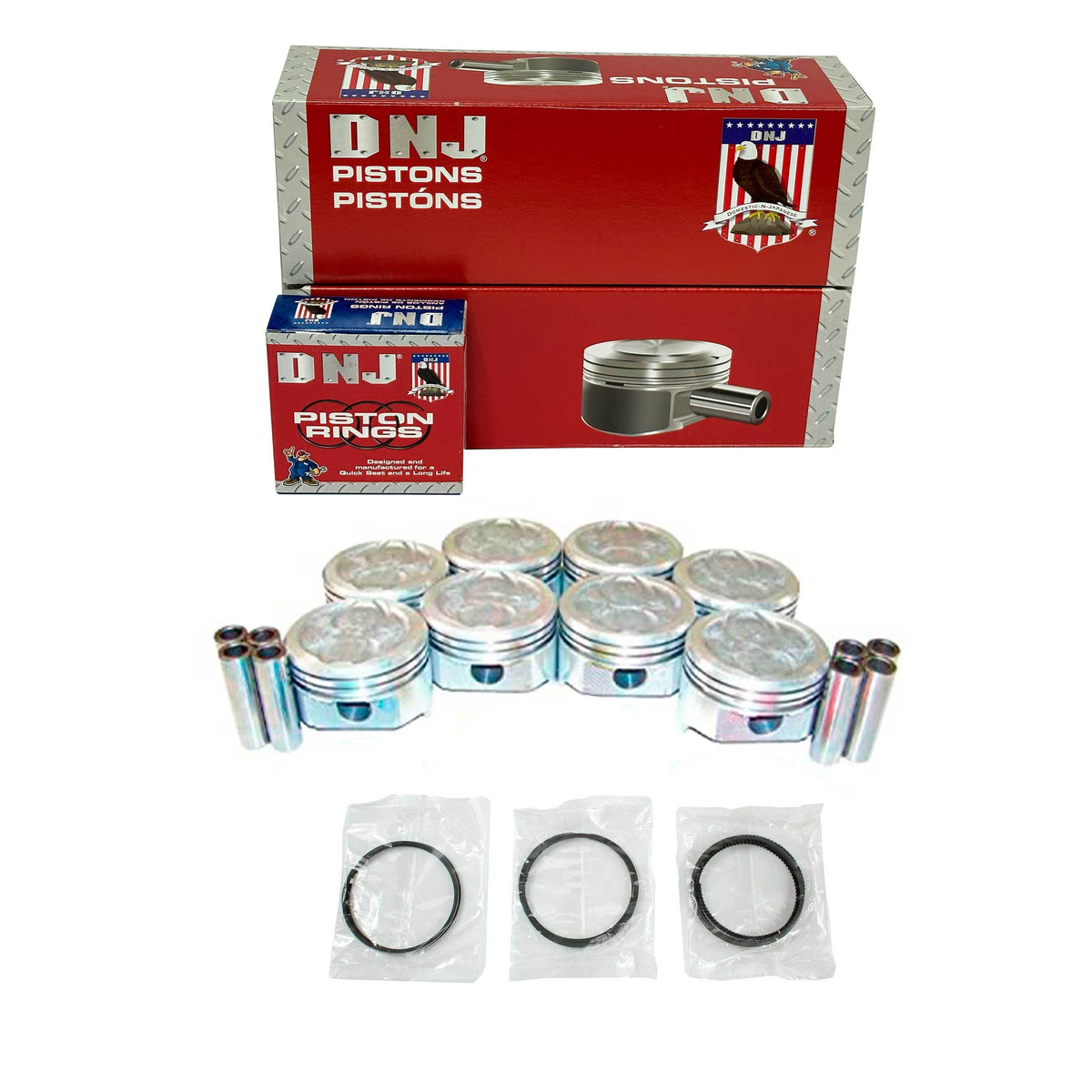 DNJ Piston and Ring Set 1967-1995 AM General, Buick, Cadillac, Chevrolet, GMC, Oldsmobile, Pontiac 5.7L