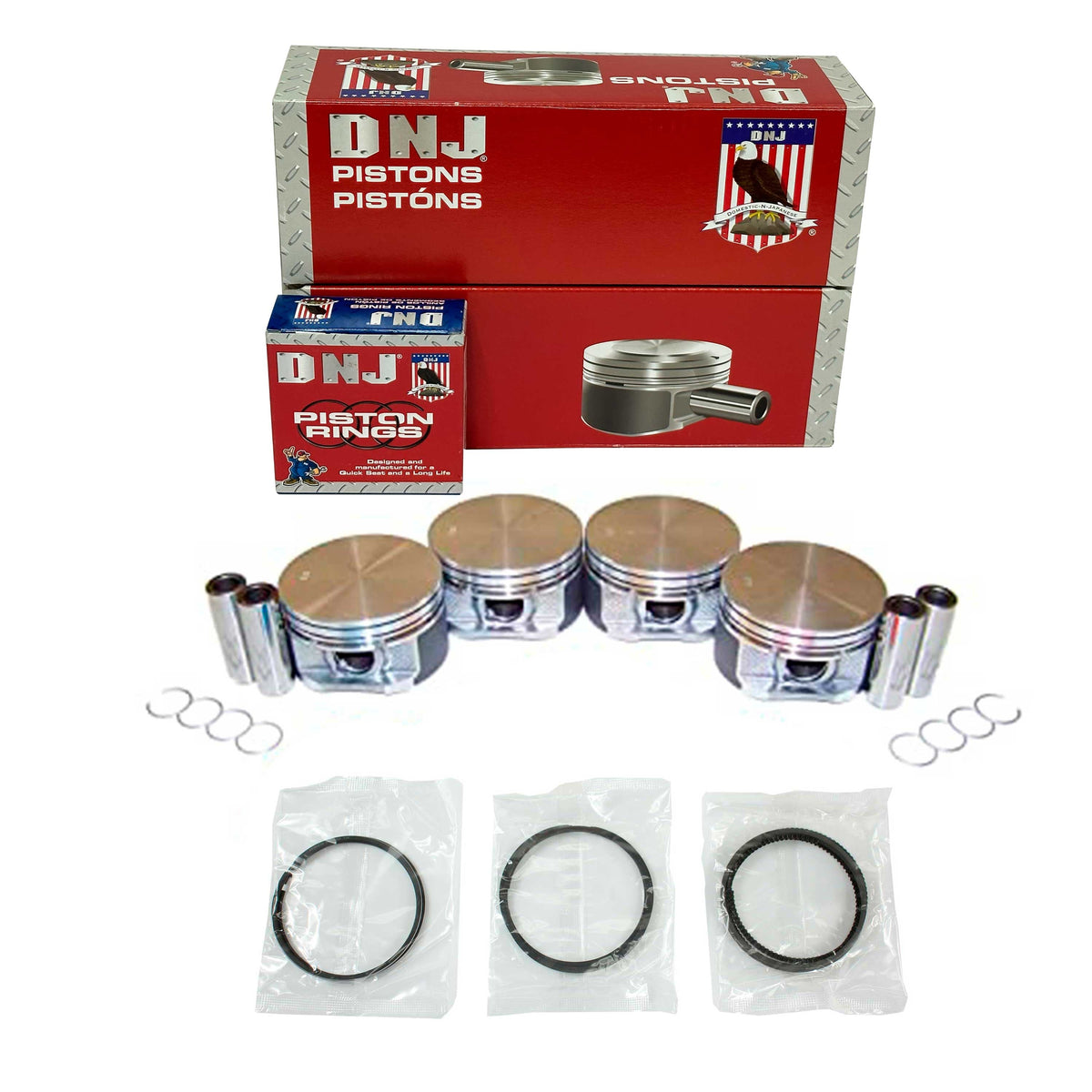 DNJ Piston and Ring Set 1999-2002 Chevrolet, Oldsmobile, Pontiac 2.4L