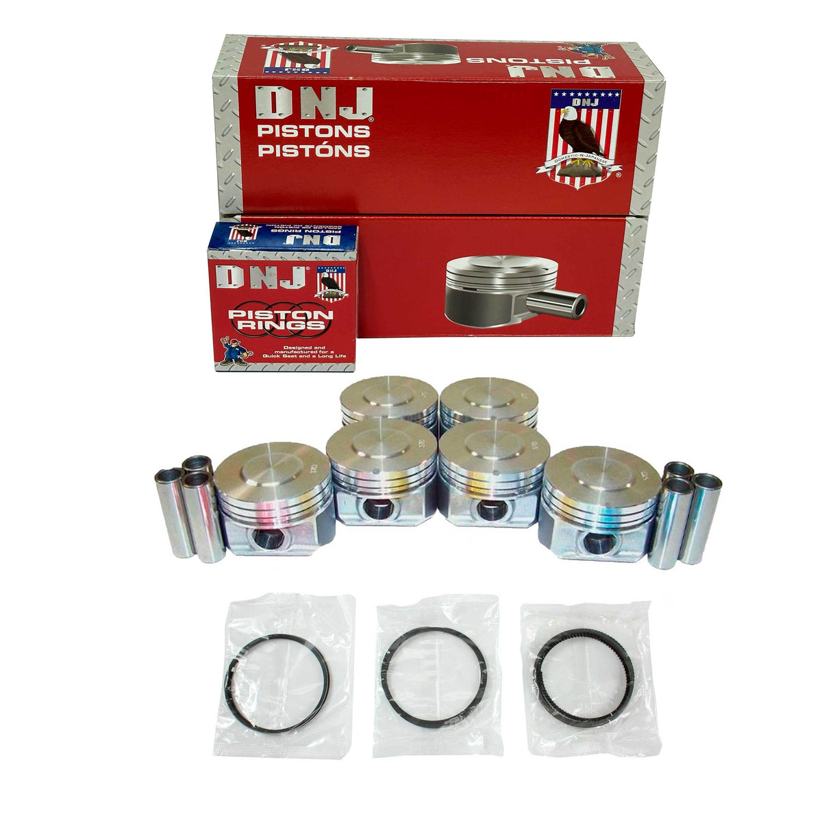 DNJ Piston and Ring Set 2002-2008 Ford, Mazda, Mercury 3.0L