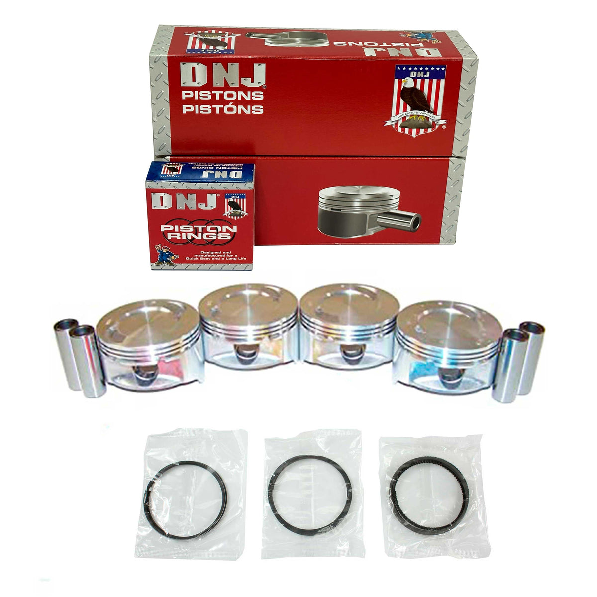 DNJ Piston and Ring Set 1998-2001 Ford, Mazda 2.5L