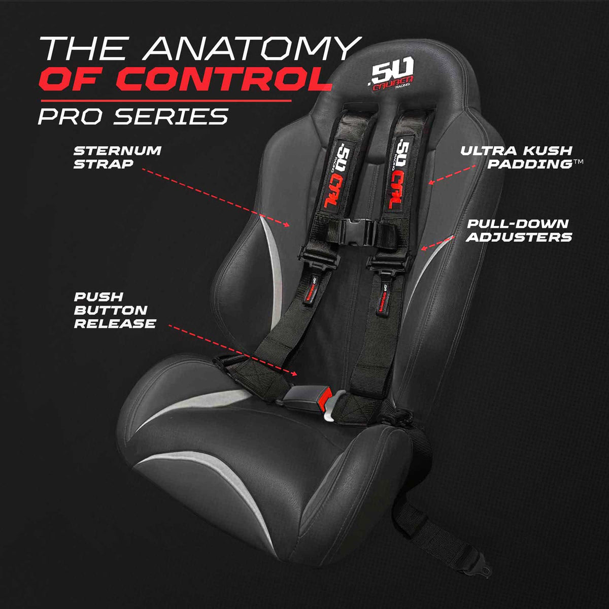50 Caliber Racing Pro Series 4 point Harness with push button release 2" & 3" available