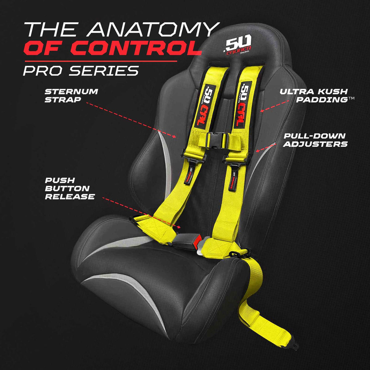 50 Caliber Racing Pro Series 4 point Harness with push button release 2" & 3" available