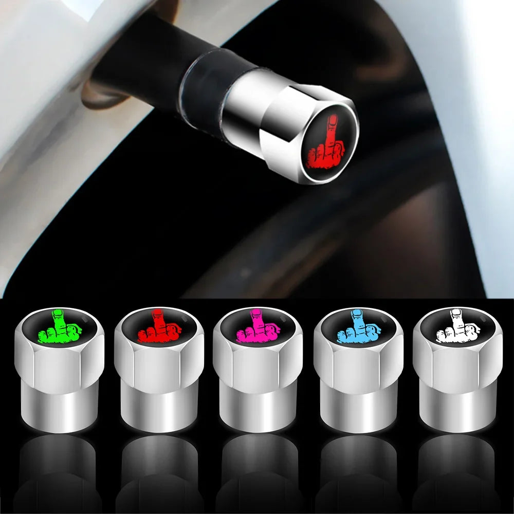 Red Skull Valve Stem Caps | 4-Pack Aluminum Tire Valve Covers