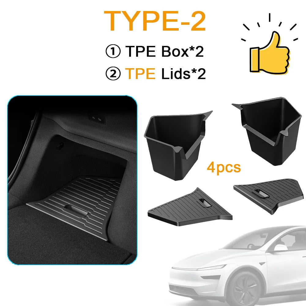 2026 Model Y Juniper Rear Trunk Storage Bins Rubber Cargo Liner
