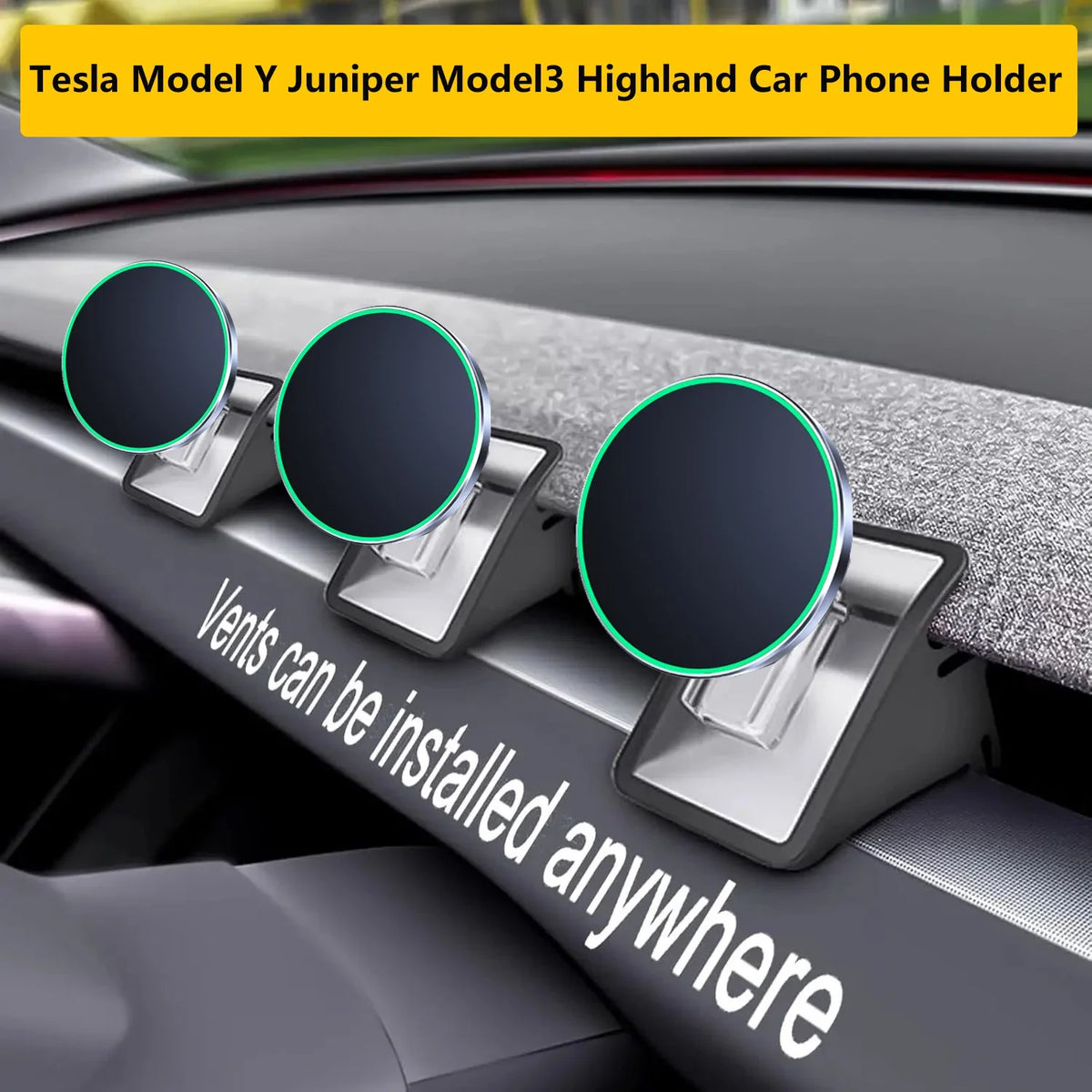 TEEQ Car Phone Holder for Tesla Model Y Juniper Model 3 Highland | Magnetic Charger Stand