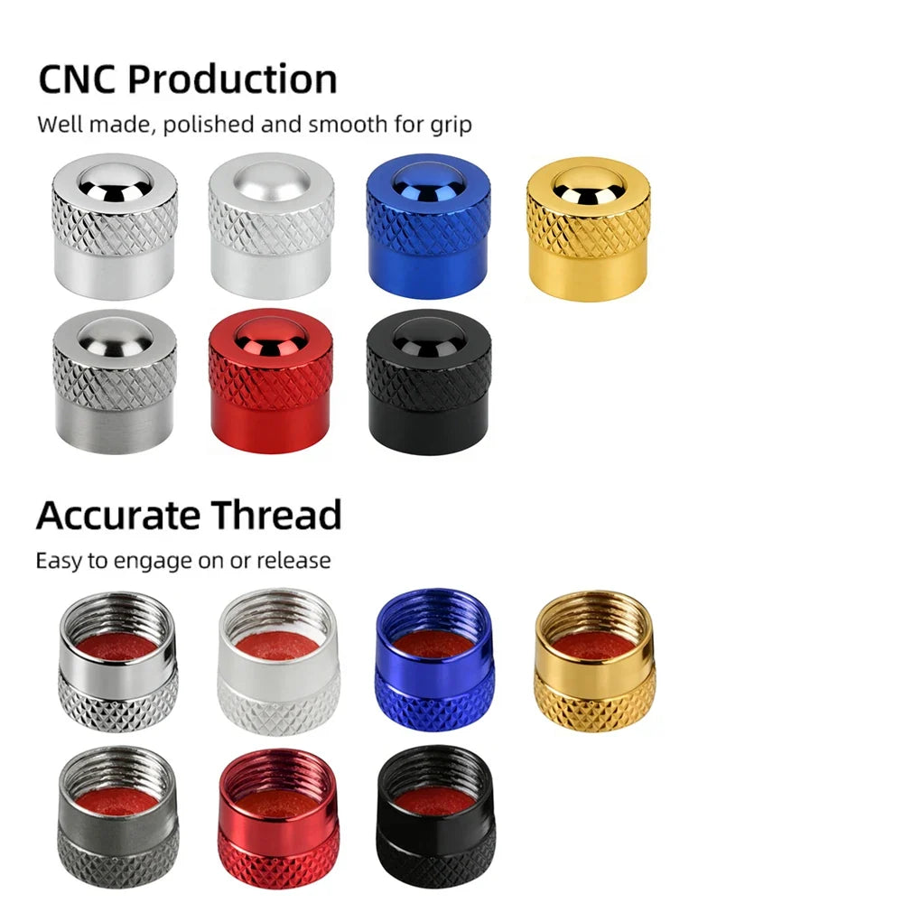 4PCS Aluminum Alloy Tire Valve Stem Caps with O Rubber Ring