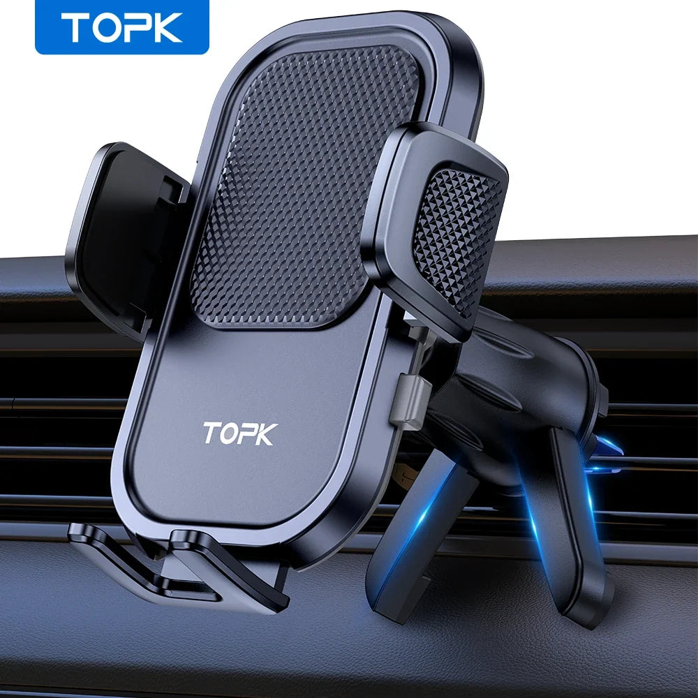 TOPK Car Phone Holder Mount | Upgraded Metal Hook Air Vent Phone Mount for All Phones