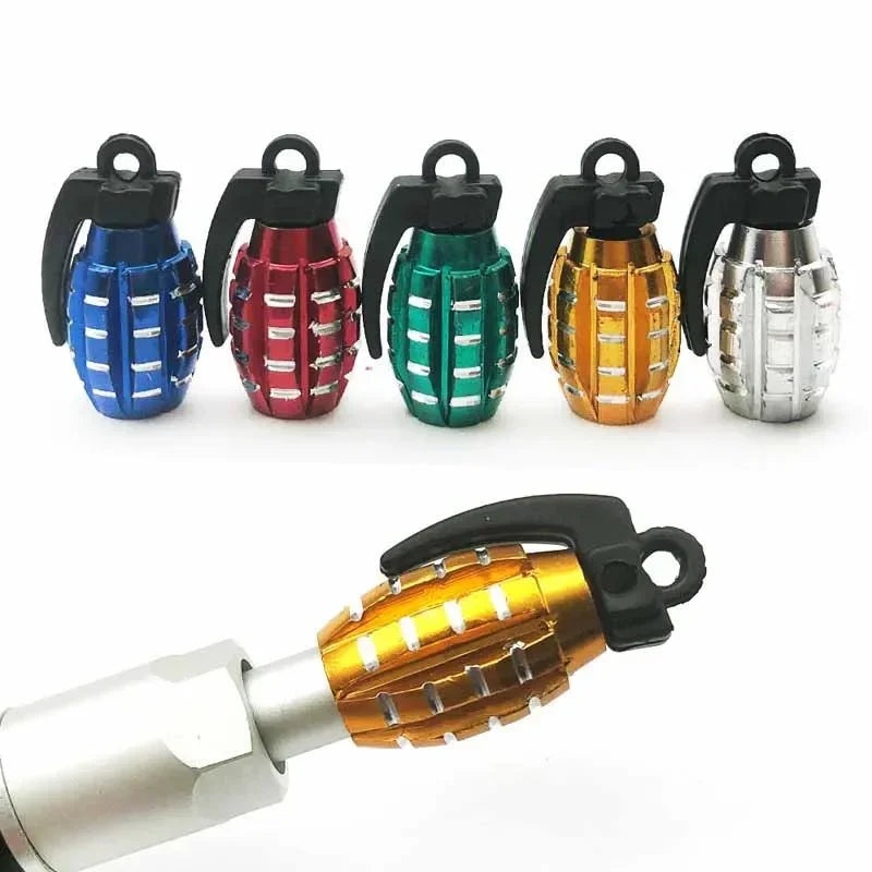 4pcs Aluminum Grenade Tire Valve Stem Caps | Dust Proof Car Truck Bike Valve Covers