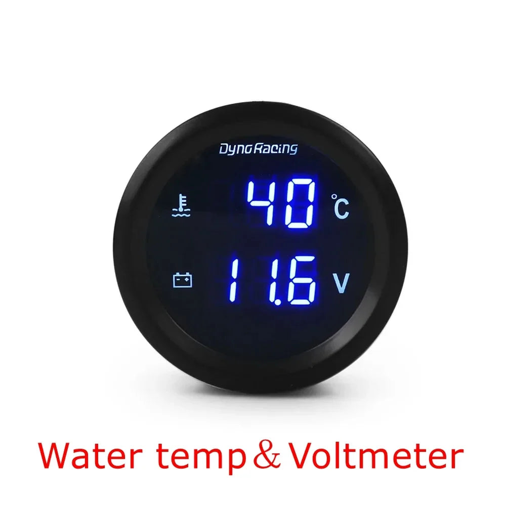 Dynoracing 52mm Digital Car Gauge Set | Turbo Boost Oil Temp Voltmeter Tachometer