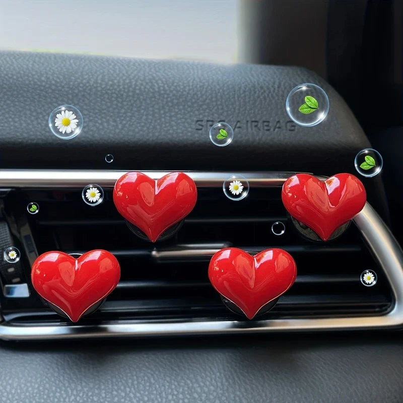 Red Heart Car Air Outlet Decorative Clip | Car Perfume and Air Freshener