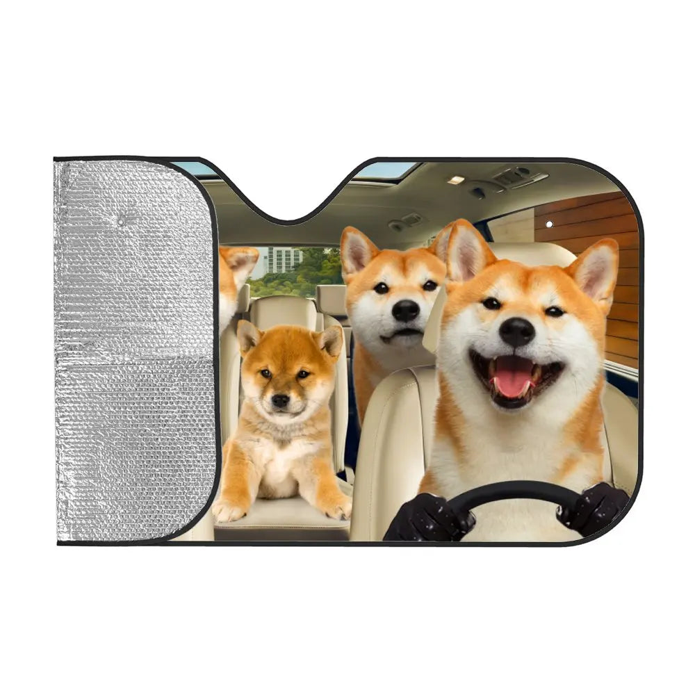 Shiba Inu Car Windshield Sun Shade, UV Blocking