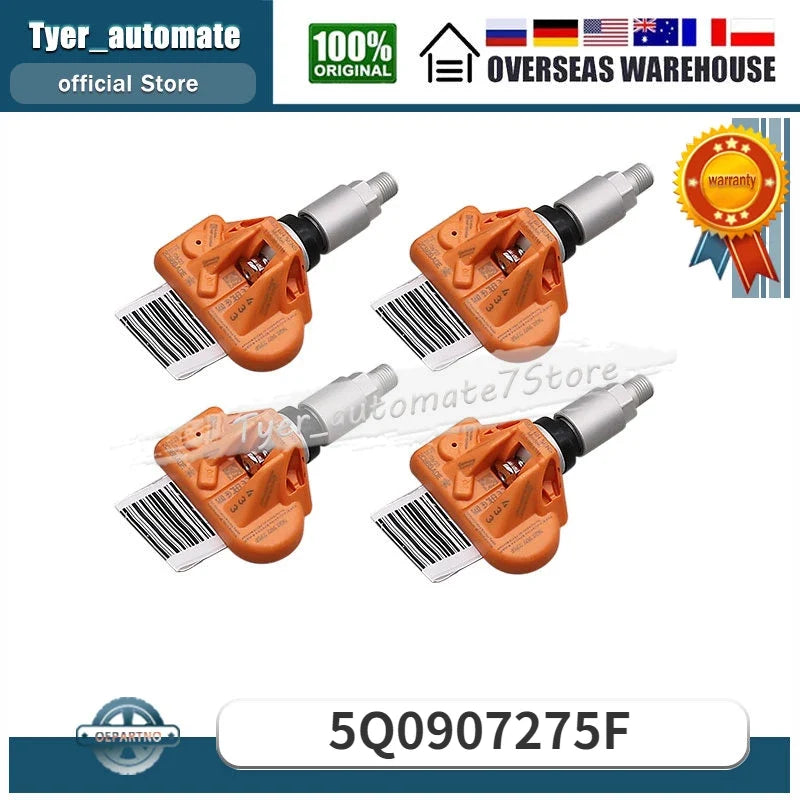 4PCS 5Q0907275F Tire Pressure Monitoring System Sensor | For Audi, Skoda, Porsche, VW