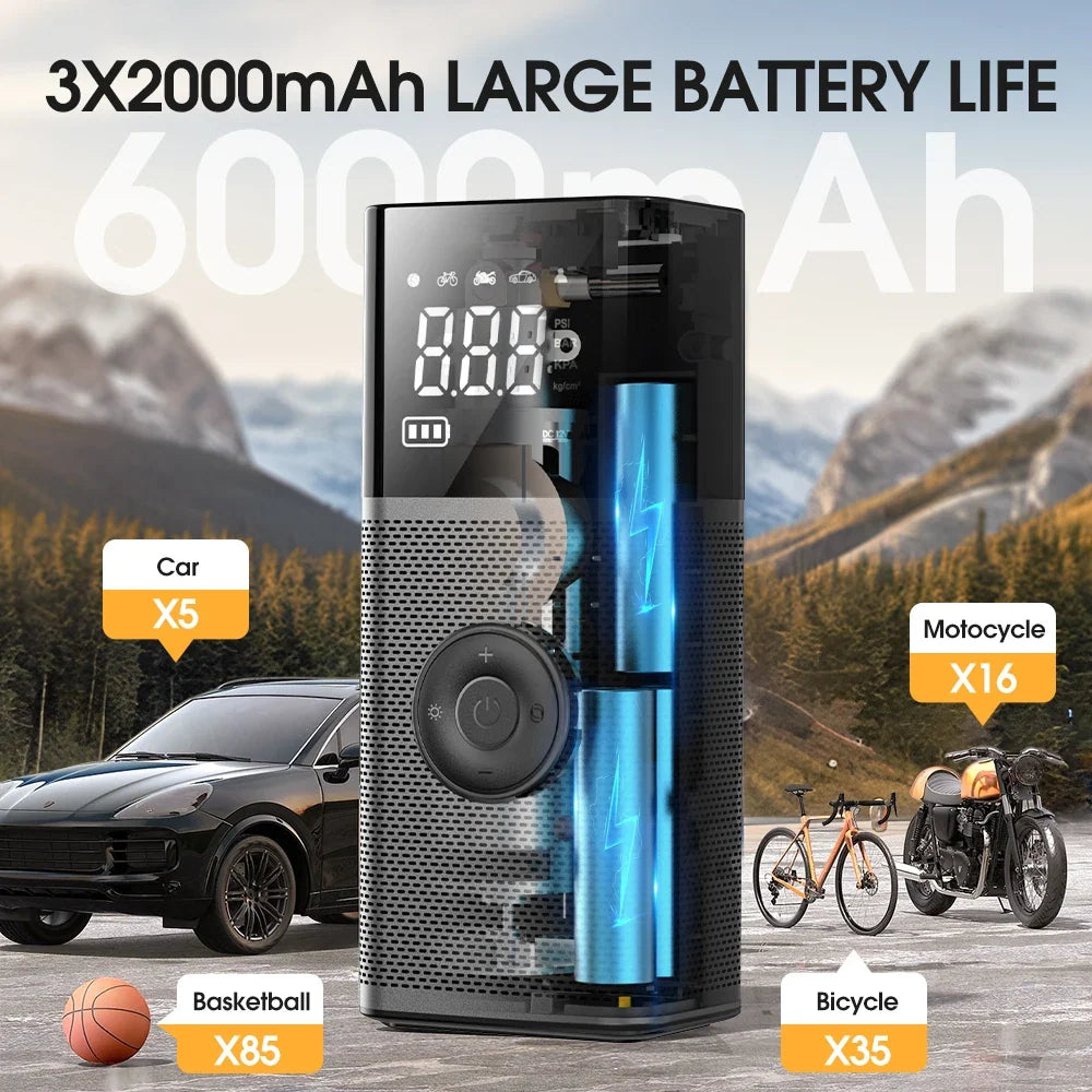 CARSUN Portable Tire Inflator | Wireless Rechargeable Air Pump for Car, Motorcycle, Bike