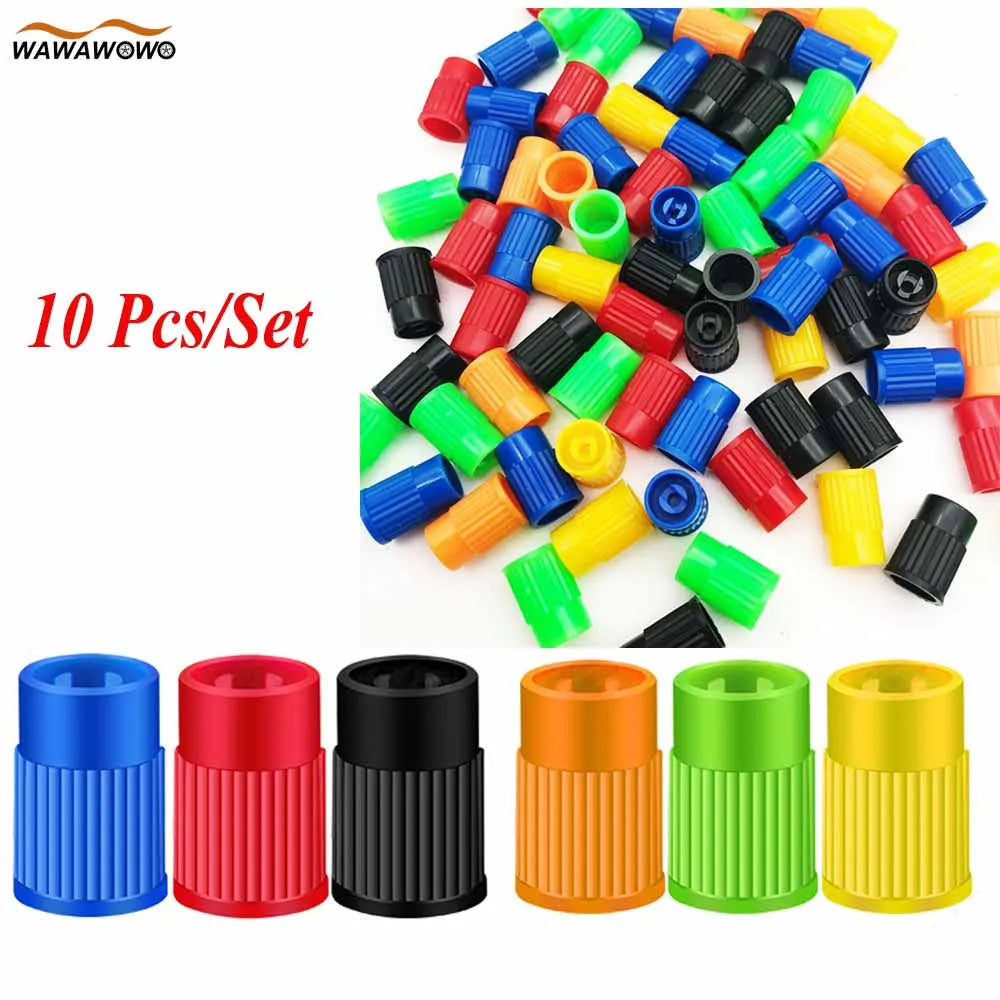 10 Plastic Tire Valve Caps | Universal Dust Covers for Cars & Bikes