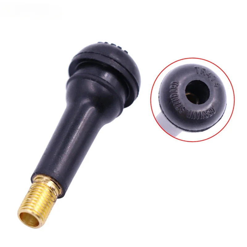 Black TR414 Tubeless Car Tire Valve Stems with Caps | Snap-in Rubber Tire Valve Stem Covers