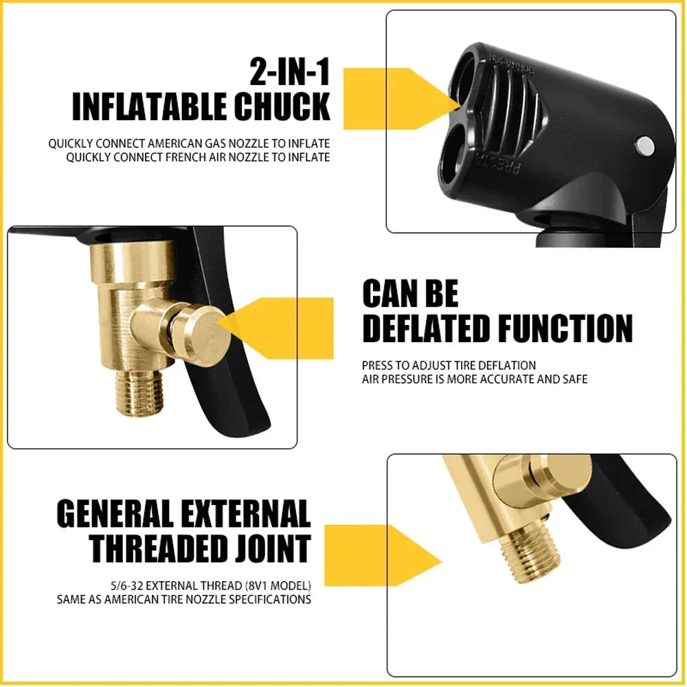 2-In-1 Bicycle Pump Nozzle Adapter | Universal Inflator Connector