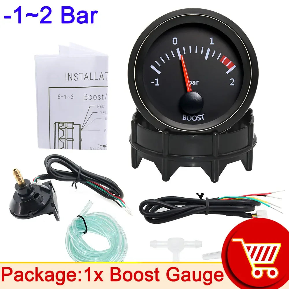 52mm Car Gauge Set | Water Temp Oil Temp Voltmeter Oil Pressure Boost Gauge