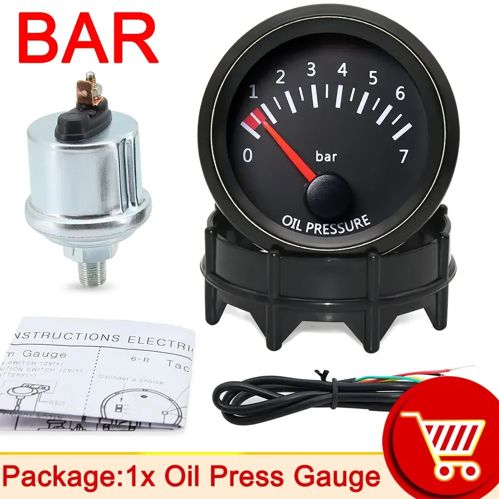 52mm Car Gauge Set | Water Temp Oil Temp Voltmeter Oil Pressure Boost Gauge