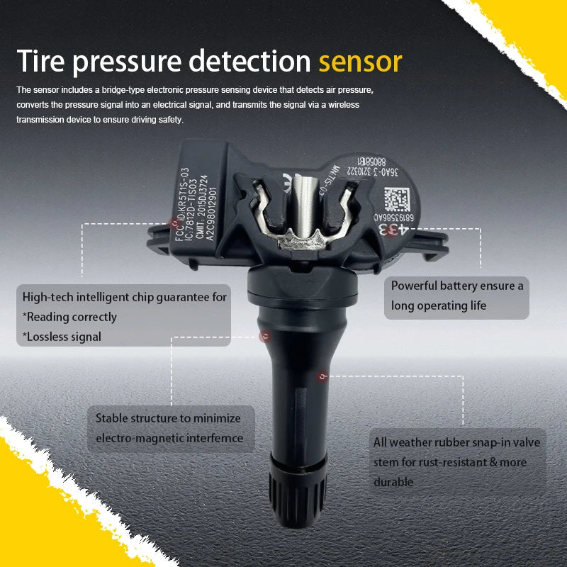 TPMS Tire Pressure Monitoring Sensor 68193586AC | Compatible with Jeep Compass Chrysler 200 Pacifica 433MHz