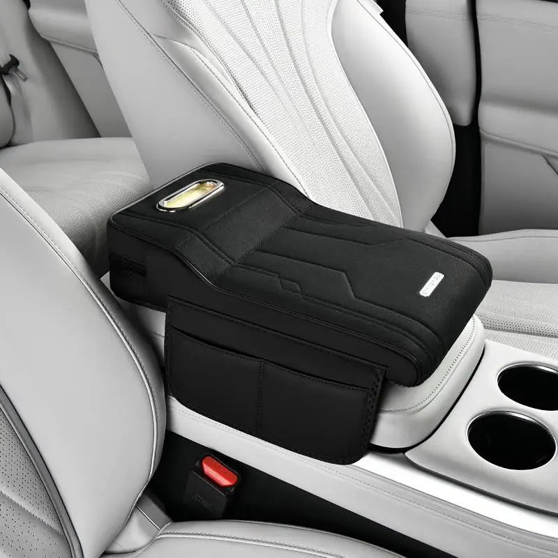 Car Armrest Cushion with Tissue Box & Storage Pocket