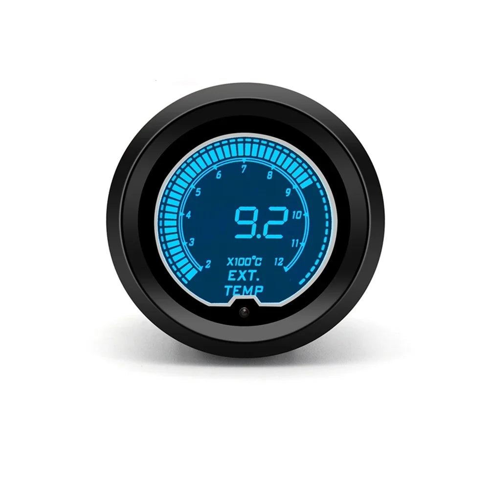 52mm Car Gauge Set | 7 Color LCD Digital Tachometer Boost Oil Temp Voltmeter