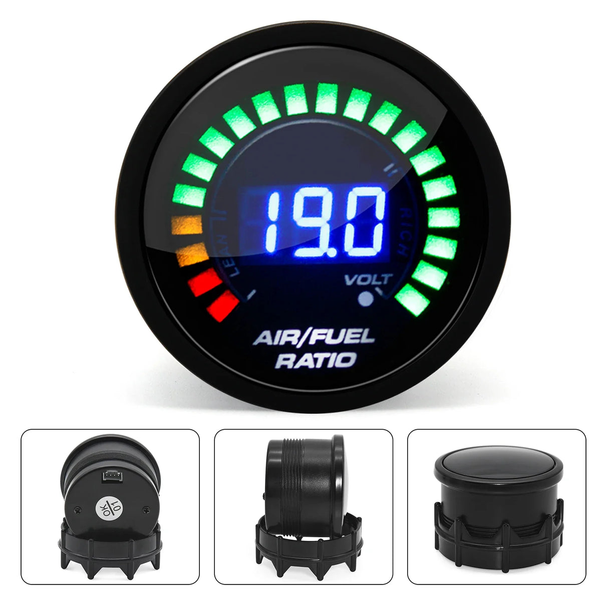 52MM Digital Car Gauge Set with 20 LED Display | Water Temp Oil Pressure Voltmeter AFR EGT Tachometer