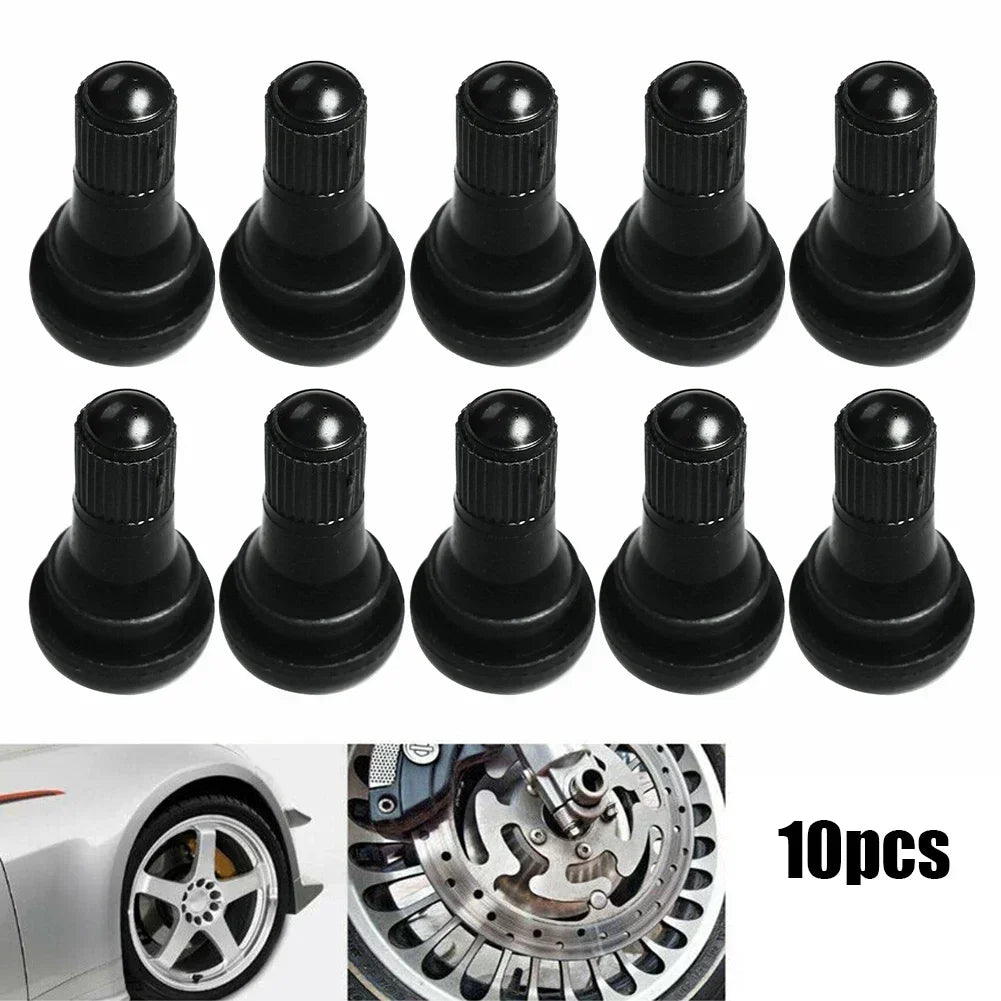 10 Pcs TR412 Tubeless Rubber Tire Valve Stems with Plastic Caps