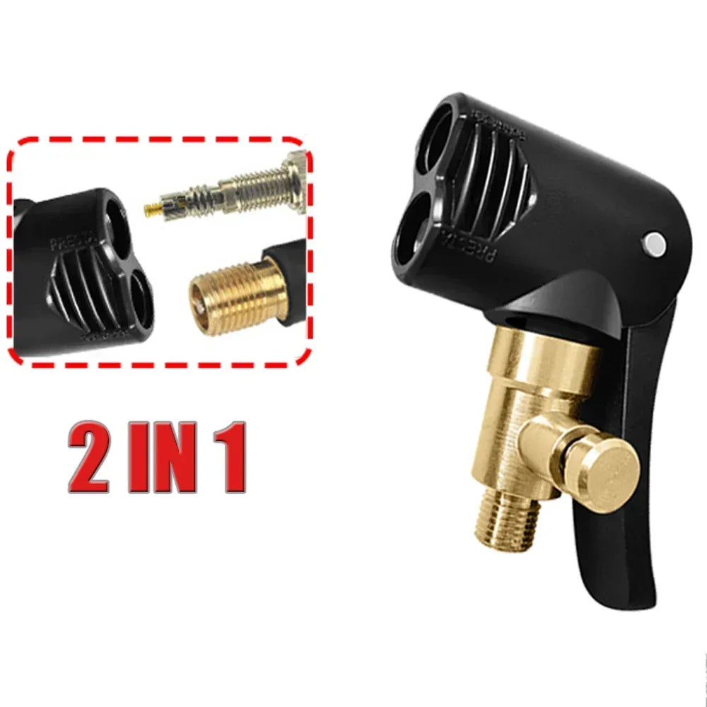 2-In-1 Bicycle Pump Nozzle Adapter | Universal Inflator Connector
