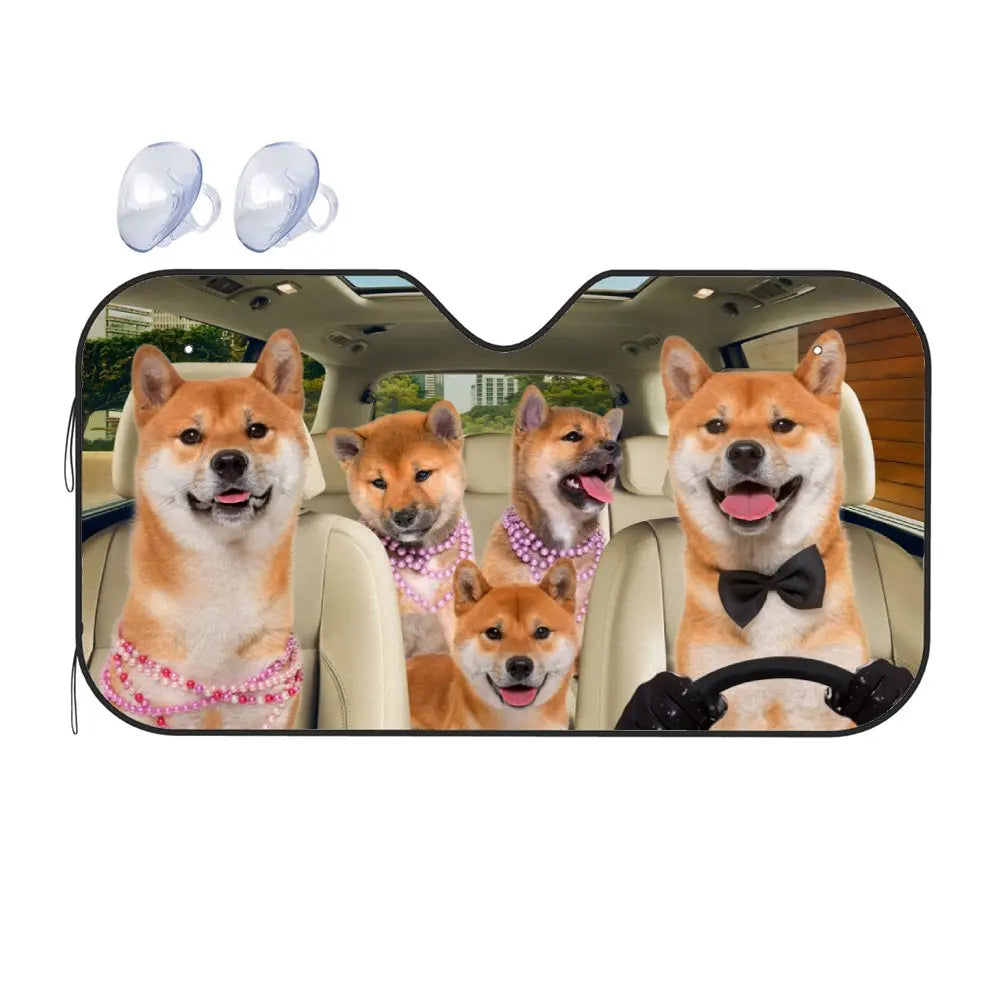 Shiba Inu Car Windshield Sun Shade, UV Blocking