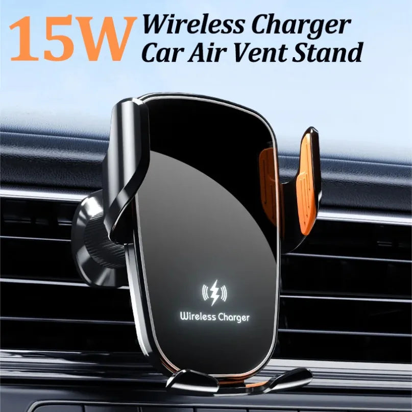 FAST 15W Car Wireless Charger | 360° Rotation Air Vent Phone Mount