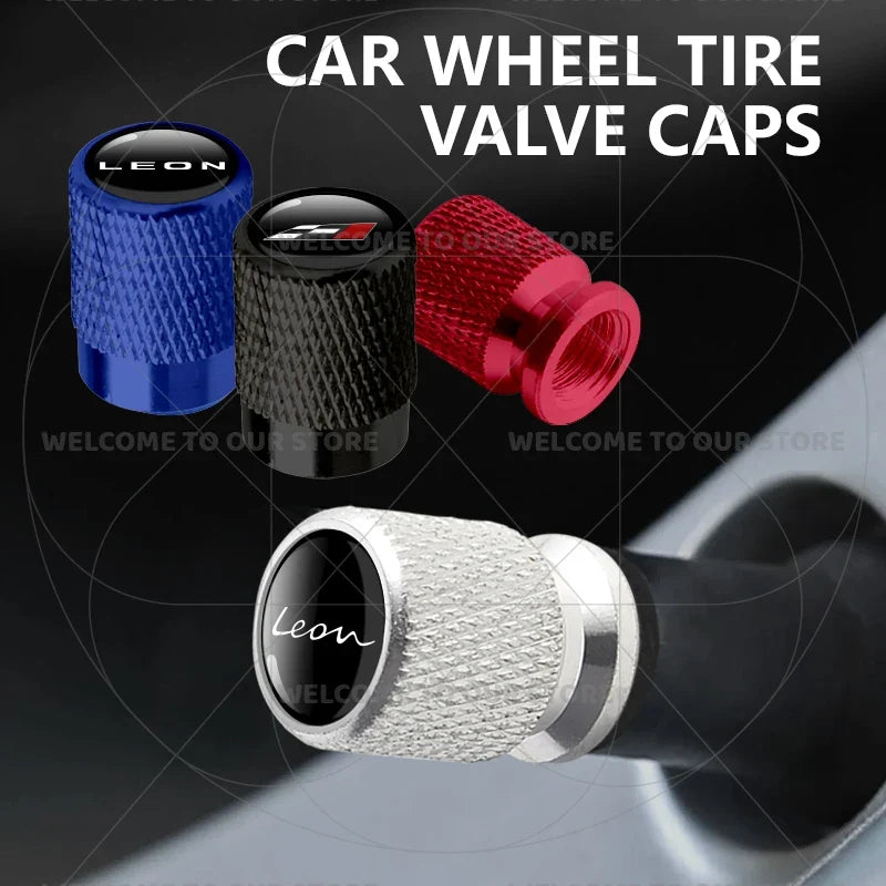 Aluminum Racing Flag Tire Valve Caps 4Pcs
